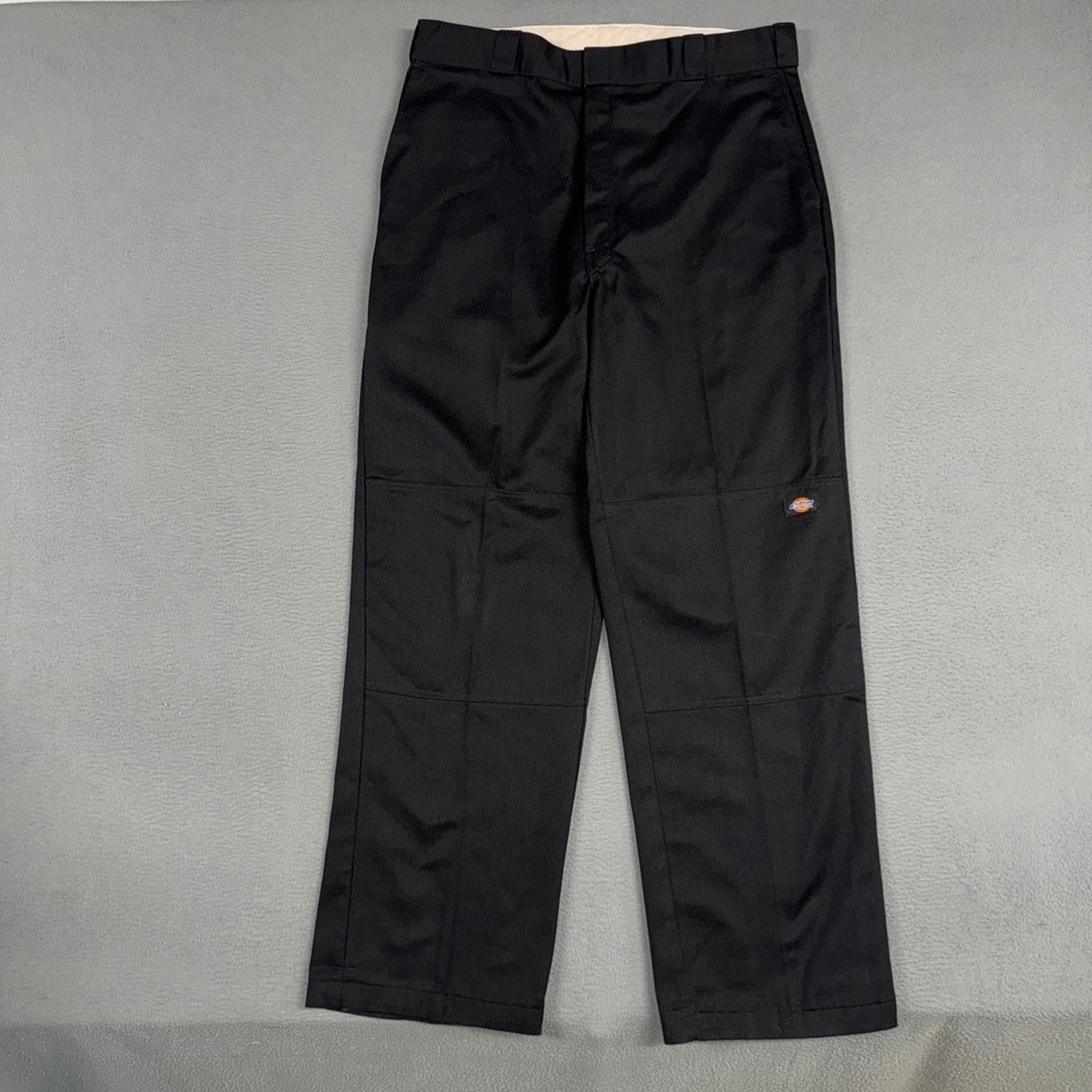 Dickies Work Pants Mens 36x34 Black Loose Fit Double Knee Polyester Blend Grunge